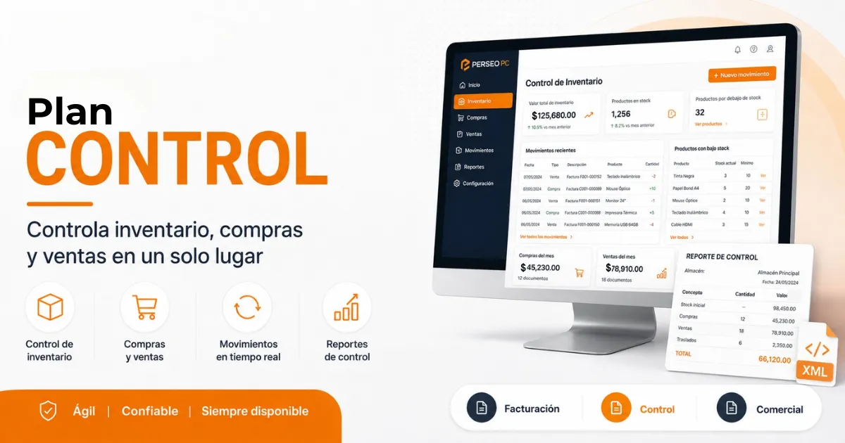 Perseo PC, plan Control: inventario, compras y ventas en un solo lugar