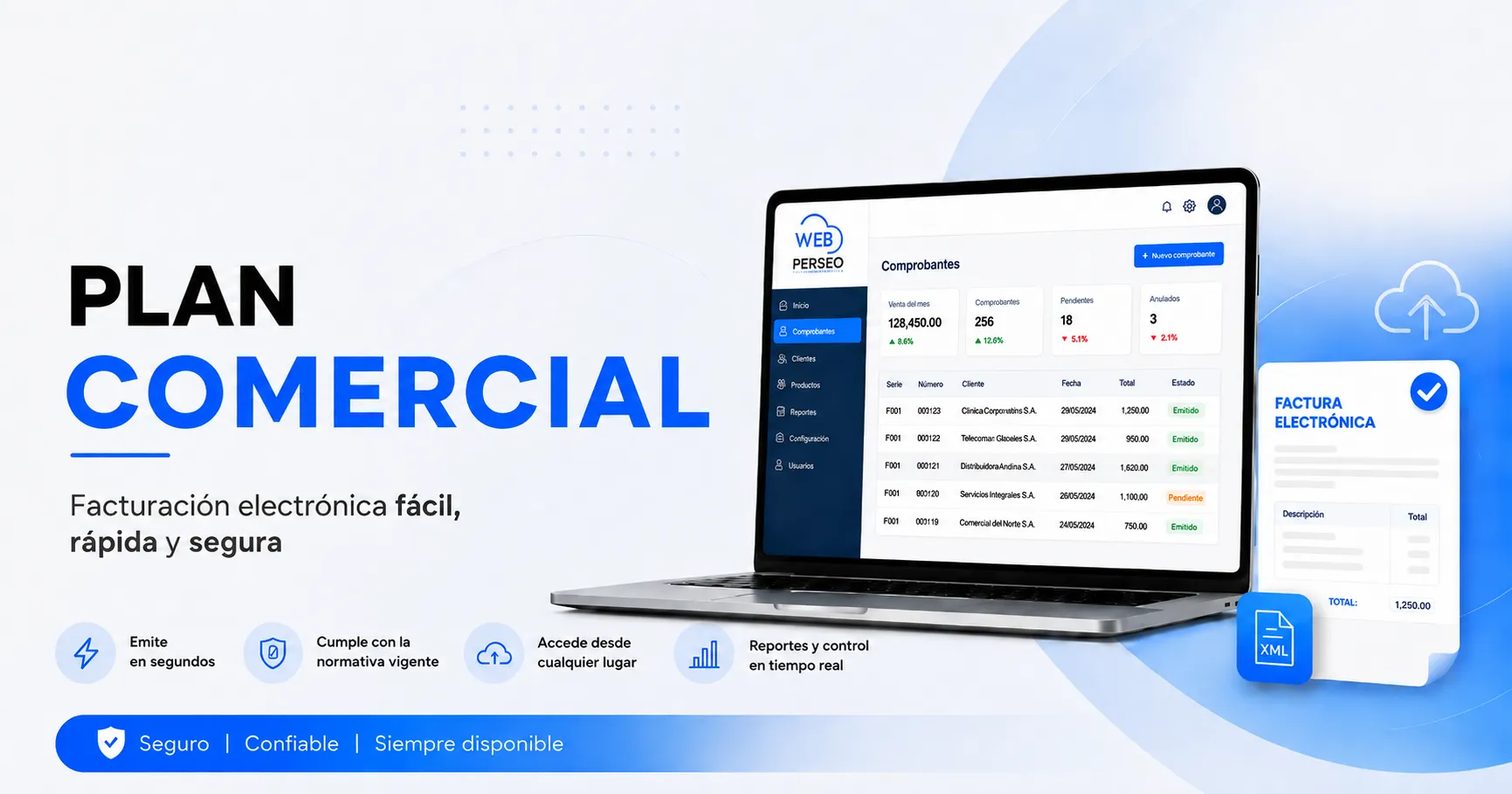 Perseo Web, plan Comercial: facturación electrónica en la nube